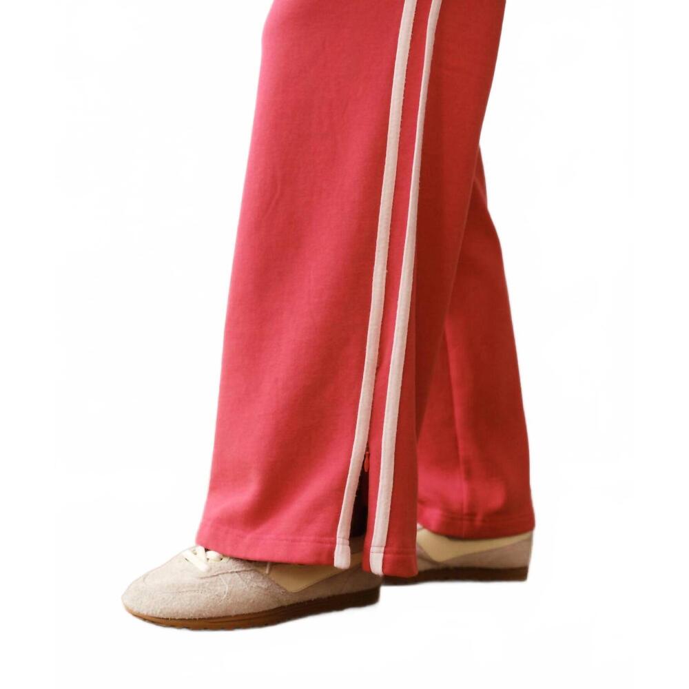 NEW MARINE LAYER cloud 9 fleece track pant in red - Picture 3 of 4
